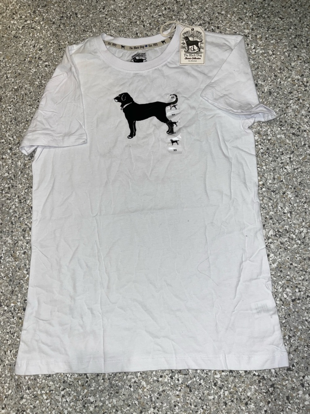 The Black Dog White T-Shirt with Black Dog Silhouette